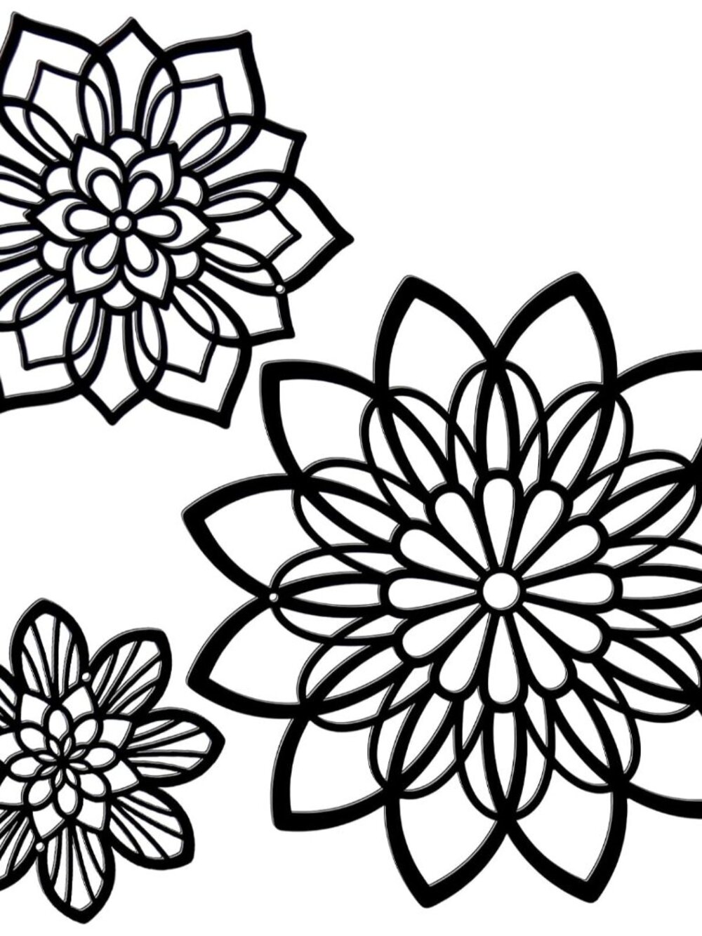 3 Pcs Metal Flowers Wall Art Bathroom Wall Decor, Black Elegant